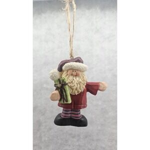 Santa With Presents Christmas Hanging Ornament Carved Resin‎ Decorative